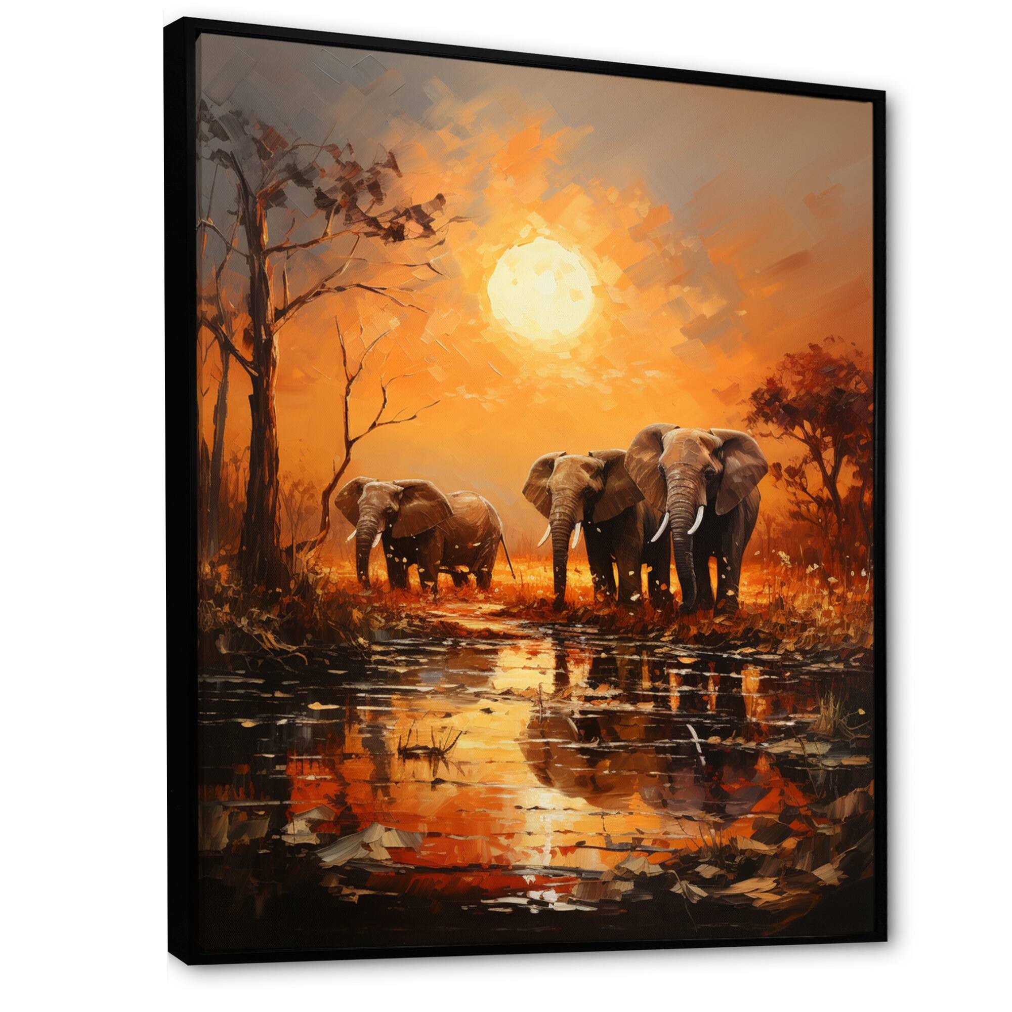 Designart "African Savannah Symphony V" African Art Framed Canvas Wall